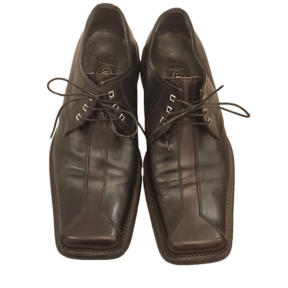 vintage OLIVIER ITALY s 13 Mens Leather hand made square toe Shoes black oxfords
